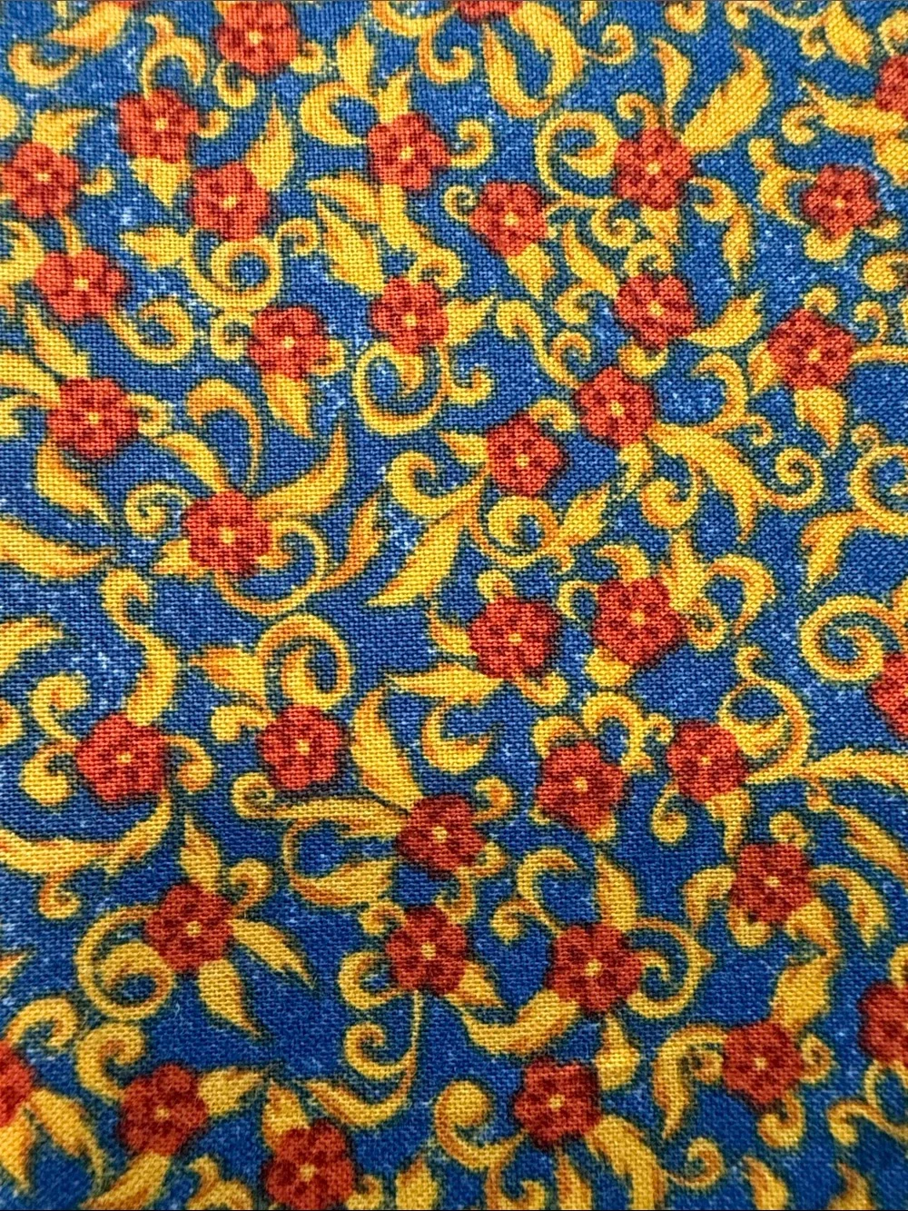 Gold rust blue Scroll Vine Quilting Cotton Fabric 1 Yard x 44 Tonal Blender fabr